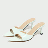 Women's High-Heeled Sandals One-Word Wide-Faced Muller Elegant Pointed Comfortable Kitten And Four-Season Night Party Women's