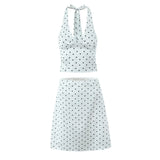 New Wave Point Printing Hanging Neck Sling Slings Wave Point Skirt