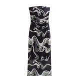 New Printing Net Folding Body Thoracic Dress