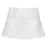 Zingj New Solid Color Personality Street Spice Girl Style Women's Denim Pleated Skirt