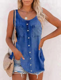 Women's 2025 Summer New Fashion Imitation Denim Vest Casual Print Sleeveless