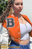 High Street Women Coat Simple Casual Single Breasted Go Out Wear Baseball Uniform Long Sleeve Turtleneck Hot