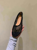 Head Weaving Hollow Flat Bottom Single Shoes Mary Jane Women's Shoes 2025 Korean Version Of Spring And Summer New Comfortable