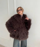 Big Collar Faux Fur Coat Short Fashion Fox Fur Coat Fluffy Plush Women's