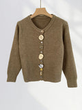 Zingj A Niche Button Knit Sweater With A Spring Dress Women's New Black Loose Coat Thick Cardigan