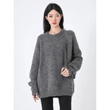 Wind Dark Gray Sweater Women 2025 Autumn And Winter Yang Plush Warm High-End Sense Knitting Loose