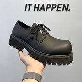 2025 Web Celebrity Thick Platform Korean Version Black Premium Sense Casual Dress Business Fashion Derby Shoes