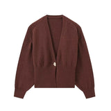 Color V-Neck Long Sleeve Open Shirt Long Sleeve Autumn And Winter Knitted Comfortable Casual Sweater