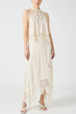 Women's Sleeveless Lace Opening Two-Piece Round Collar Vest Hollow Splicing Women