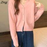 Women Korean Style Pure Tender Hot Sale V-neck Ins Hipster Autumn Basic Femme All-match Cozy Knitwear Student