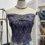 Style Retro Brae Waist-Dyed Wear Sexy Shoulder-Wrapped Sleeveless Top