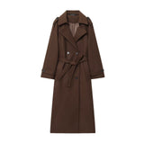 Autumn New Female Retro Leisure Double Buckle With Belt Long Hair