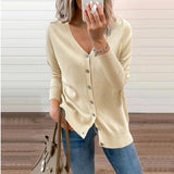 Zingj And Winter New Knit Cardigan Female Loose Jacket With Woolen Sweater V-Neck Sweater Coat Women's Clothing-Outfit