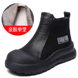 Layer Calfskin Retro Coloring Short Boots Women Autumn And Winter New Leisure Fashion Thick Bottom Increase High Help
