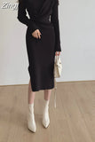 Vintage Korean One-Piece Sweater Maxi Dresses for Women Draw String Bodycon Slim Knitted Lady Woman Dress Autumn