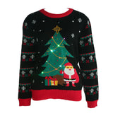 Christmas Tree Knitted Sweater Autumn And Winter Loose Astringted Astring Collar Creative LED Color Lamp Christmas