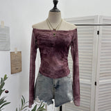 Shooting Two Sets Of Sexy Shoulder Single-Layer Thin Mesh Yarn Short T-Shirt + Inner Brat With Chest Pads To Wipe The Chest Vest
