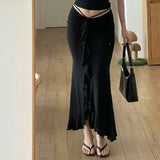 Zingj Wish New Fashion French Temperament Low Waist Pressure Pleated Flounce Skirt