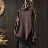 Retro Half-High Sweater Women Loose Large Plate Type 2025 Autumn And Winter Casual Knitted