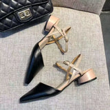 Summer New Women's Fairies Coarse Heel One-Word With The Back Of The Air Cool Evening Shoes Single