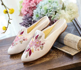 Zingj Single Shoes Cotton Shoes Pointed Shoes Muller Shoes Fashion National Style Women's Single Shoes Embroidered Cloth