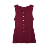 New Gold Button Trim Flat Needle Vest
