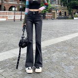 Zingj Black Jeans Female Autumn And Winter Hot Girl High Waist Show Thin Versatile Pants Retro Micro Horn