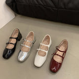 Red Mary Jane Shoes For Women's Shoes 2025 New Summer French Evening Black Spring And Autumn Single Shoes 211-0-Outfit
