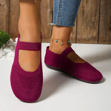 Women's Shoes Flying Breathable Single Shoes Women's Knitted Mesh Large Flat Four Seasons Working Shoes Boat