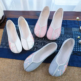 Zingj Shoes, Beef Tendon Sole Soft Sole Spring And Summer Cloth Shoes Embroidered Women's Singles Shoes Casual Mother Shoes Bean