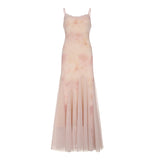 Chinese Chinese Light Green Shoulder Butterfly Print Fishtail Sling Skirt Sexy Hip Through Mesh