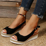 Women's Sandals Fish Mouth Bows Buckle Fashion Sandals Slopes And Thick-Soled Beach Women's