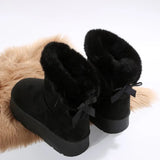 Thick Snow Boots A Foot Pedal 2025 Winter New Thick-Soled Furry Bows Warm Large Cotton
