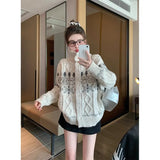 Island Retro-Colly Tree-Colored Tree Jaclosse Design Feeling Niche Collar Languid Soft Glutinous Sweater Coat