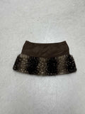 Vintage Leopard-Print Hairy Neck Short-Squeeze Wrapping + Low-Waisted Umbilly A-Skirt Suit Cold-Winded Hot Girl