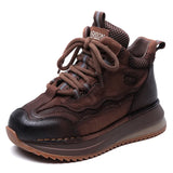 Layer Of Cowhick Retro Thick-Soled Casual Shoes Autumn New Set Of High-Shoe Shoes Soft Soles Short
