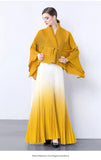 Gradient Suit Women's Autumn And Winter Loose Strap To Close Waist Pressure Folding Top + High Waist 100 Folded