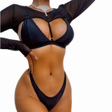 Zingj New Bikini Sexy Luxury Crystal Diamond Neck Chain Swimsuit Sweater Three-Piece Women's