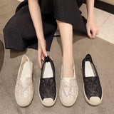 Shoes Female Lace Mesh One Foot Pedaled Leper Shoes 2025 Summer New Hollow Airable Soft Sole Casual Single