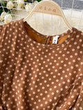 Women White/Black/Brown Polka Dot Long Dress Vintage Round Neck Puff Sleeve Elegant A-Line Maxi Vestidos Female 2023