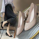 Single-Shoe Women 2025 New Pointed Light-Mouthed Four-Season Single-Shoe Fashion Coarse Heel High-Heeled Women's Shoes Large-Size Work