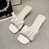 Spring And Summer New High-Heded One-Word Slippers Women's Head Lazy Half-Fashion Folds Wearing Sandals
