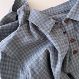 Gray Plaid Shirt Women 2025 Spring And Autumn New Loose Lazi Folding Shirt Coat
