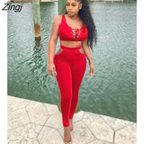 Sleeveless Crop Top Two Piece Sets Womens Outifits 2023 Spring Summer New Fashion Casual High Waisted Skinny Pants