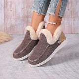 And Winter Large-Size Short Barrel Color Snow Boots Women's Feet Warm Flat Bottom Hair Mouth Cotton Boots