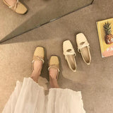 Zingj Wind Gentle Single Shoes Flat With Small Skirt Bean Shoes Fairy Ladle Shoes Spring And Summer New All-Match Grandma Shoes-Outfit