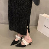 Small Fragrant Feng Tuk-Head Half-Slipper Fairy Shoes Wear 2025 New Spring And Summer Bow High And Cool