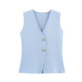 Women's New Button Knitted Vest Skirt 4192015