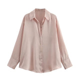 Women's Multi-Color Silk-Sense Silk-Sense Long-Sleeved Shirt Top Women