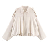 Color 2025 Spring And Autumn Leisure Tuffen Texture Collar Pilot Jacket Women